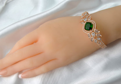 Openable Emerald Green Cubic Zirconia Bracelet