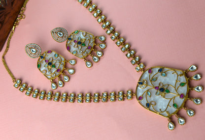 Apala Polish Navratan Polki Kundan Necklace Set