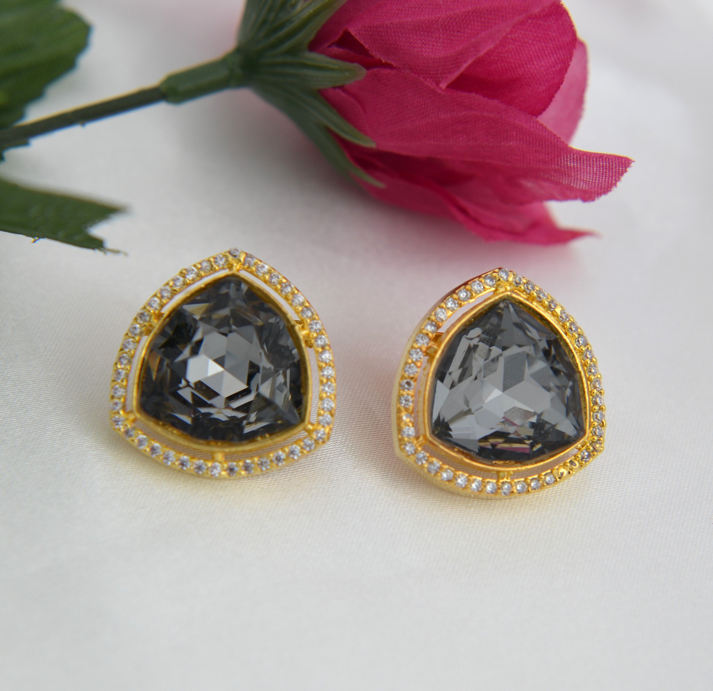 Swarovski Triangle CZ Studs Earrings