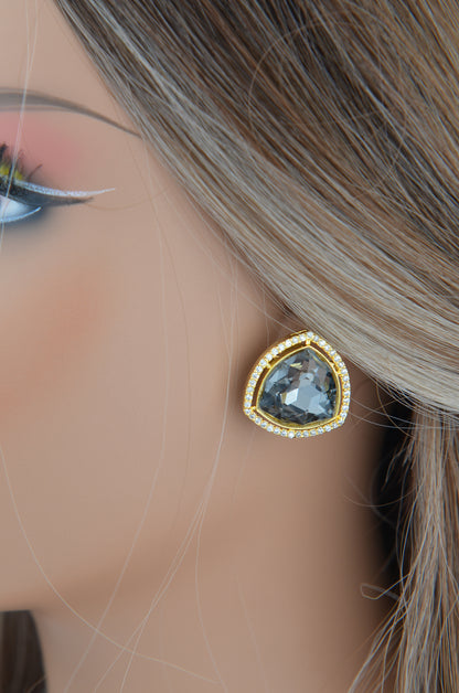 Swarovski Triangle CZ Studs Earrings