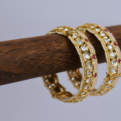 Pastel Meenakari Tyaani Kundan Kada Bangles