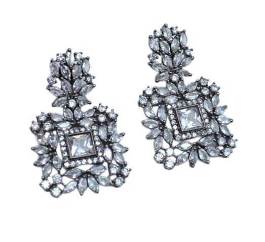 Monalisa CZ studded Earrings in Victorian Finish