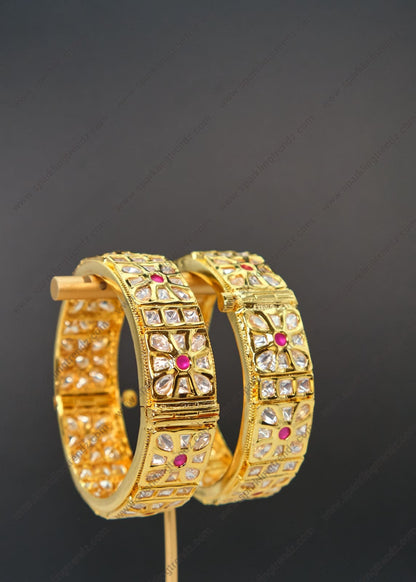 Maya Uncut Kundan Openable Kada - Size 2.4 Pair Bangles