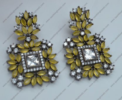 Monalisa Cz Studded Earrings In Victorian Finish