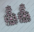 Monalisa Cz Studded Earrings In Victorian Finish Pink