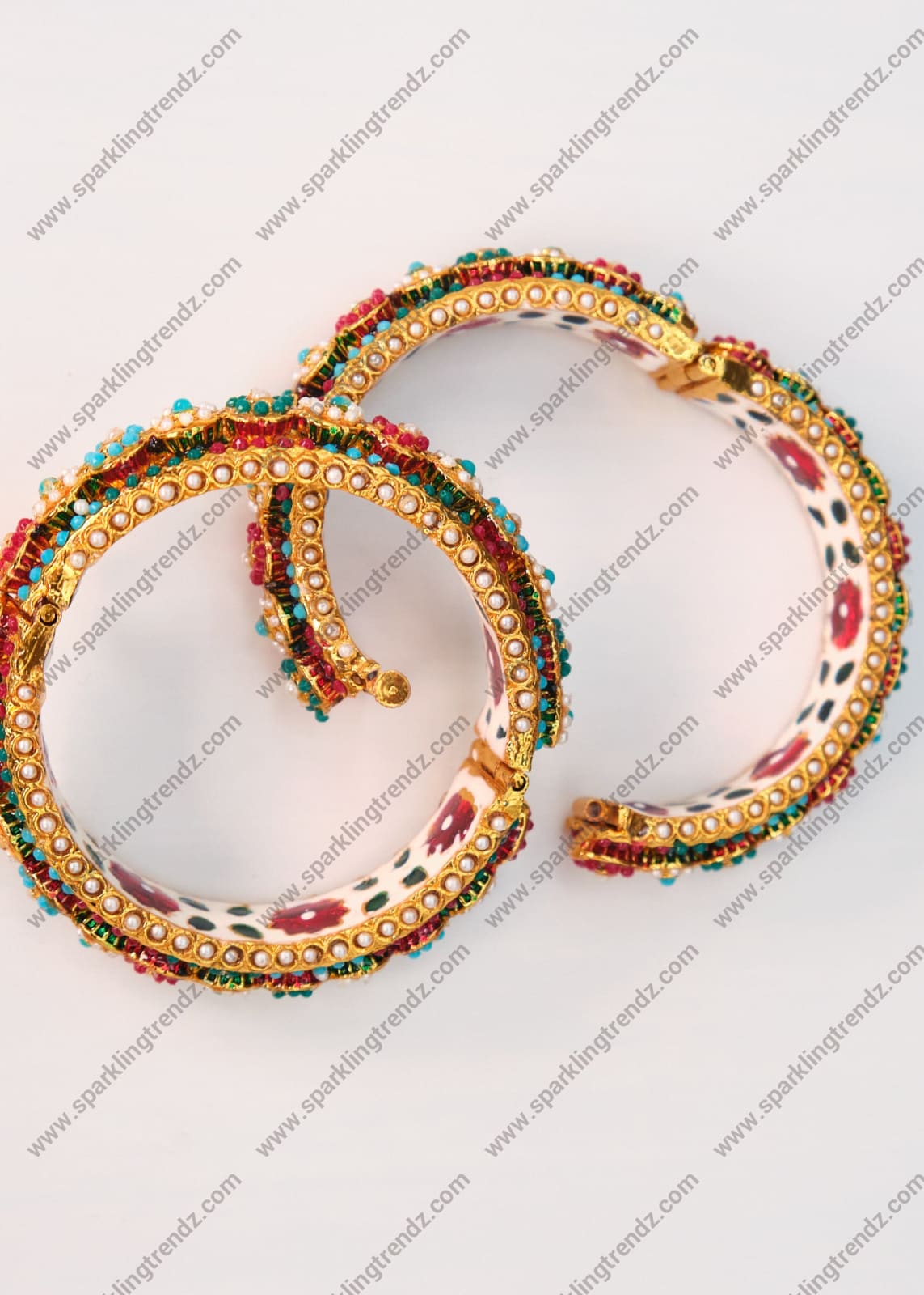 Multicolor Pacheli Style Jadau Openable Kada - Pair / Single 2.4 Bangles