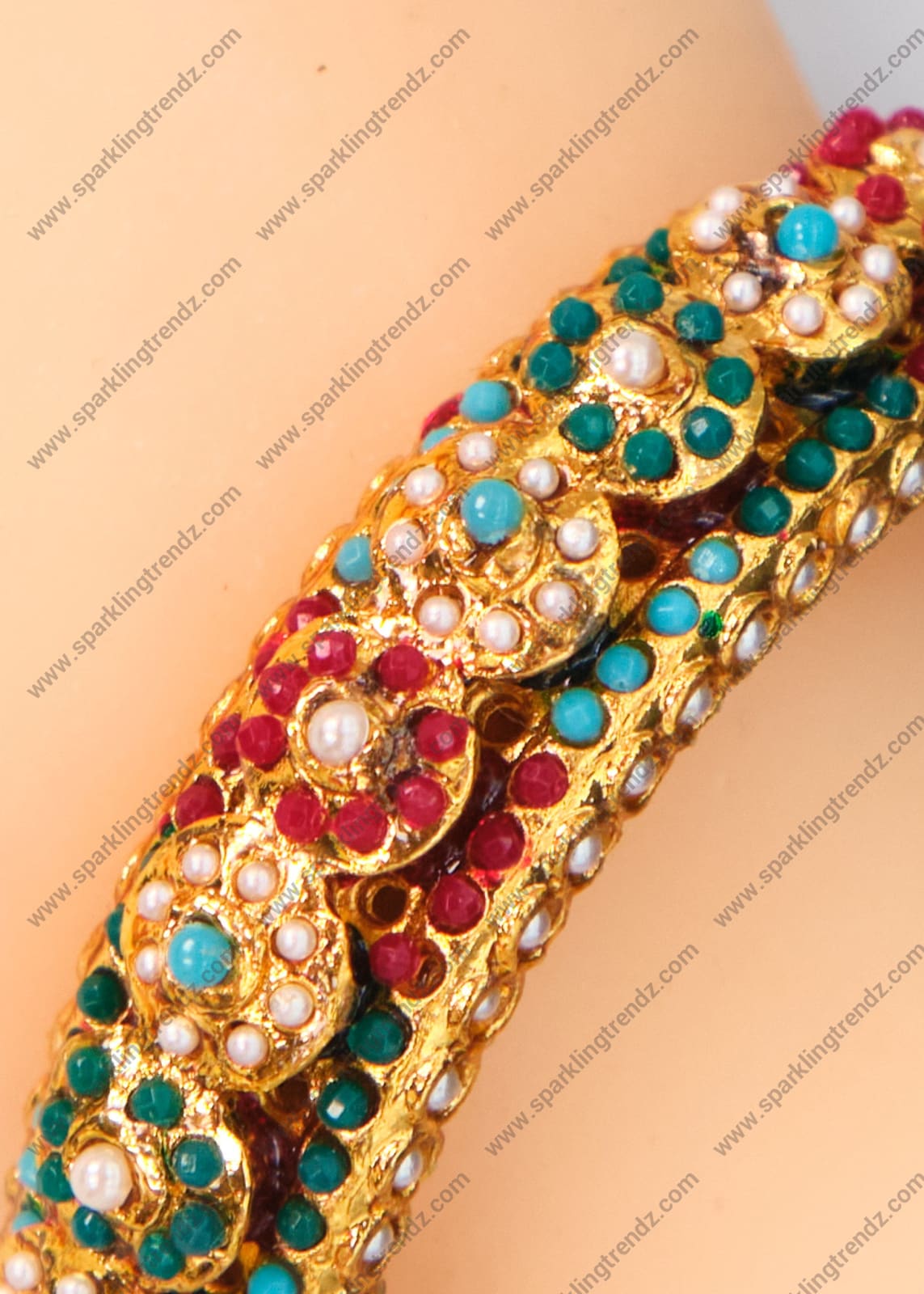 Multicolor Pacheli Style Jadau Openable Kada - Pair / Single Bangles