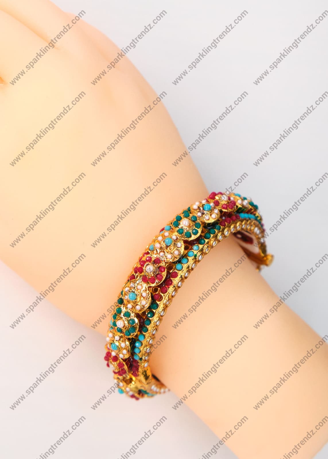 Multicolor Pacheli Style Jadau Openable Kada - Pair / Single Bangles