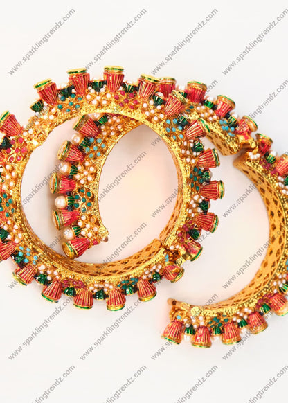 Pacheli Style Jadau Kundan Openable Kada - Pair / Single 2.4 Bangles