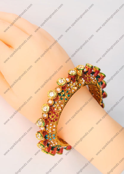 Pacheli Style Jadau Kundan Openable Kada - Pair / Single Bangles