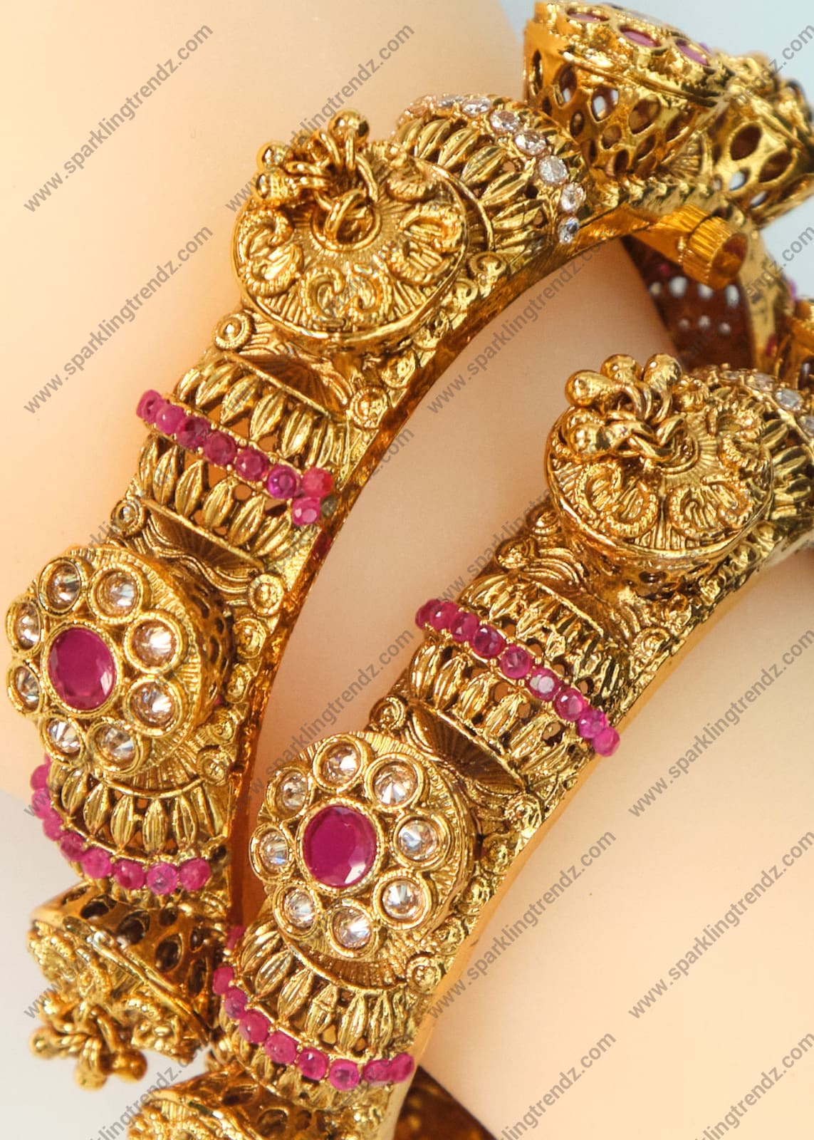 Pacheli Style Kemp Kundan Openable Kada - Size 2.4 Bangles