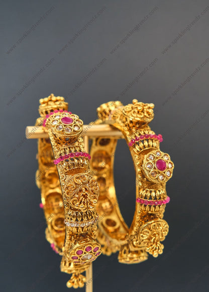 Pacheli Style Kemp Kundan Openable Kada - Size 2.4 Bangles