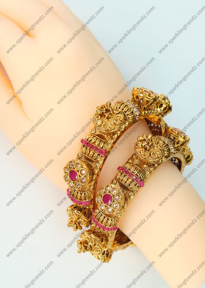 Pacheli Style Kemp Kundan Openable Kada - Size 2.4 Bangles