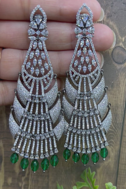 Chandelier CZ Long Earrings