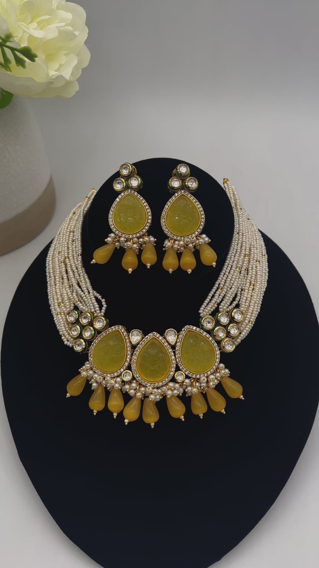 Amrapali Inspired stone Meenakari Kundan With AD Necklace Choker Set