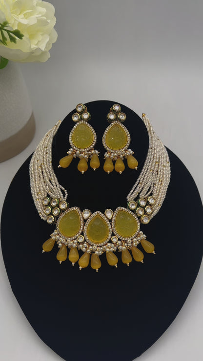 Amrapali Inspired stone Meenakari Kundan With AD Necklace Choker Set