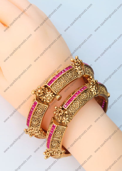 Ruby Traditional Openable Kada - Size 2.6 Bangles