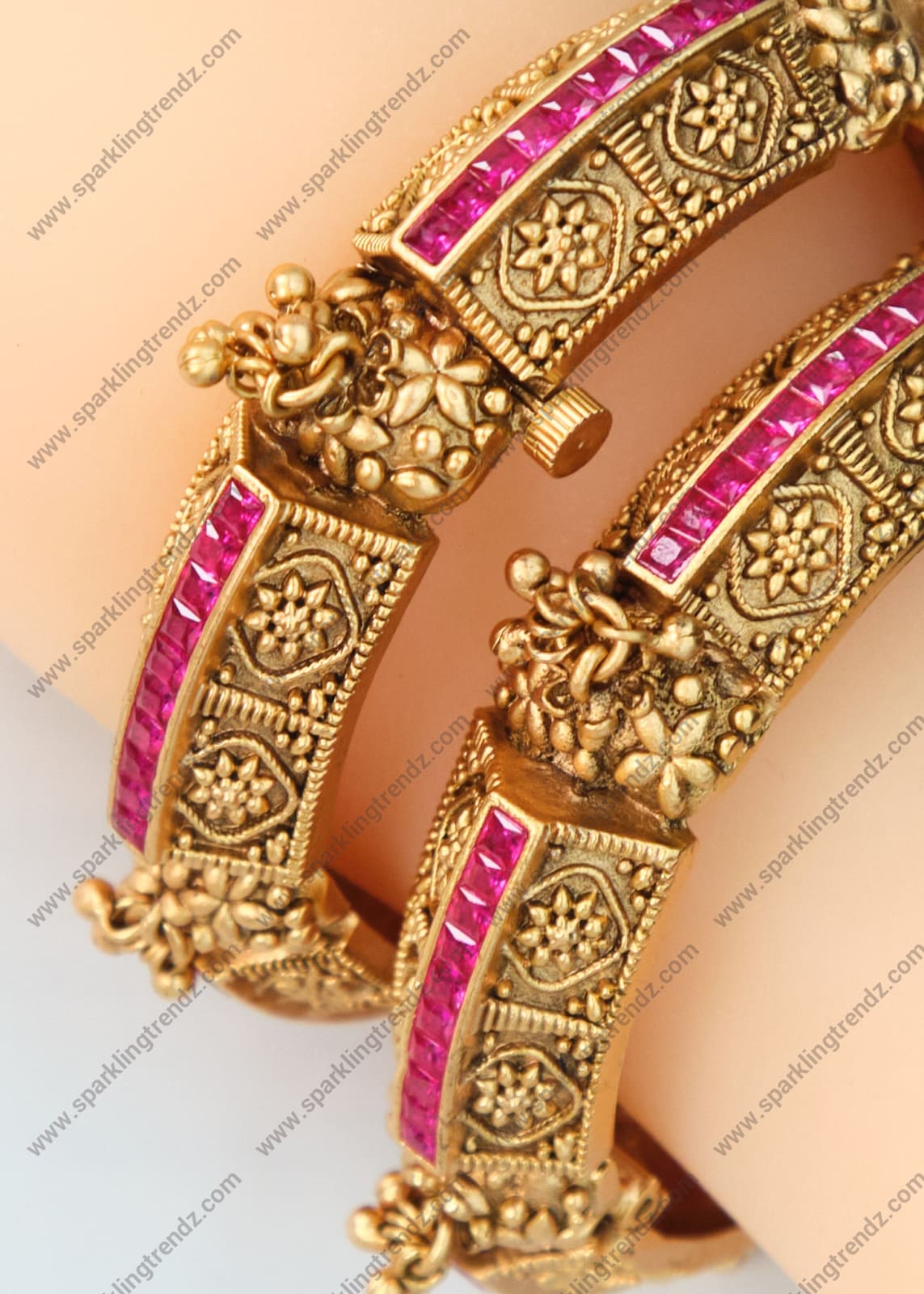 Ruby Traditional Openable Kada - Size 2.6 Bangles