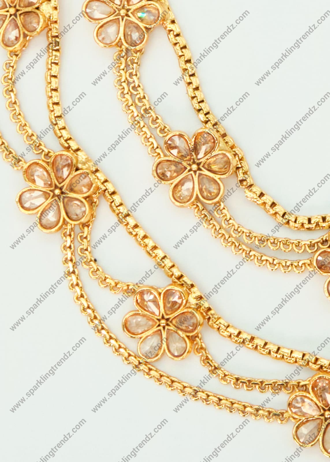 Triple Layered Chain Kundan Anklet Set Anklets