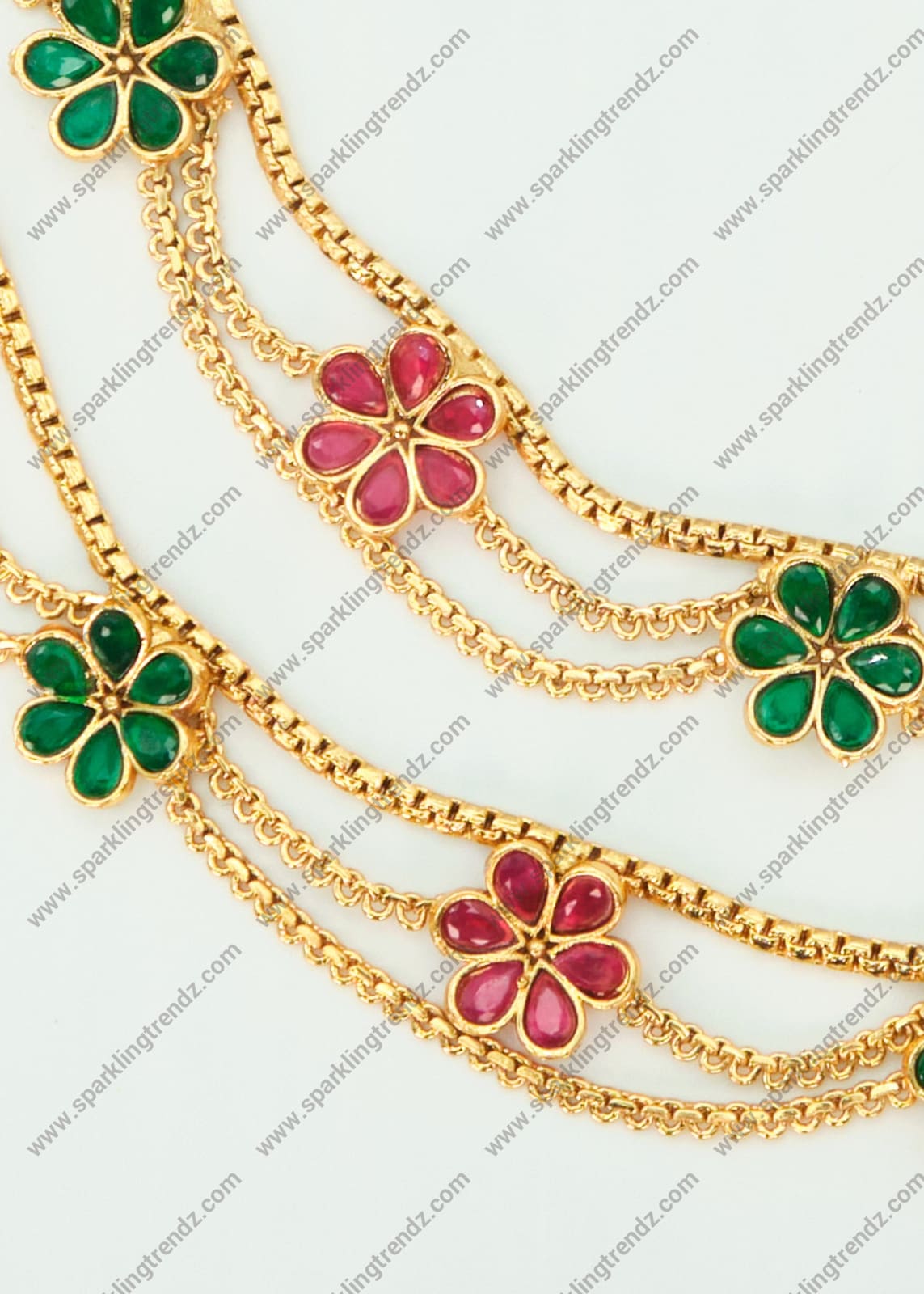 Triple Layered Chain Kundan Anklet Set Anklets