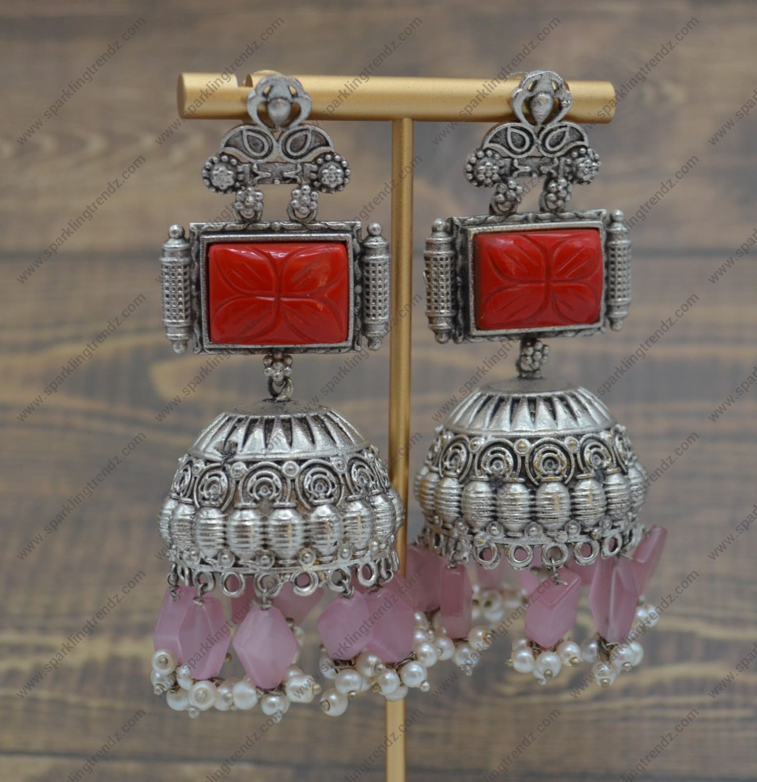 92.5 Silver Coated Big Jhumki Earrings