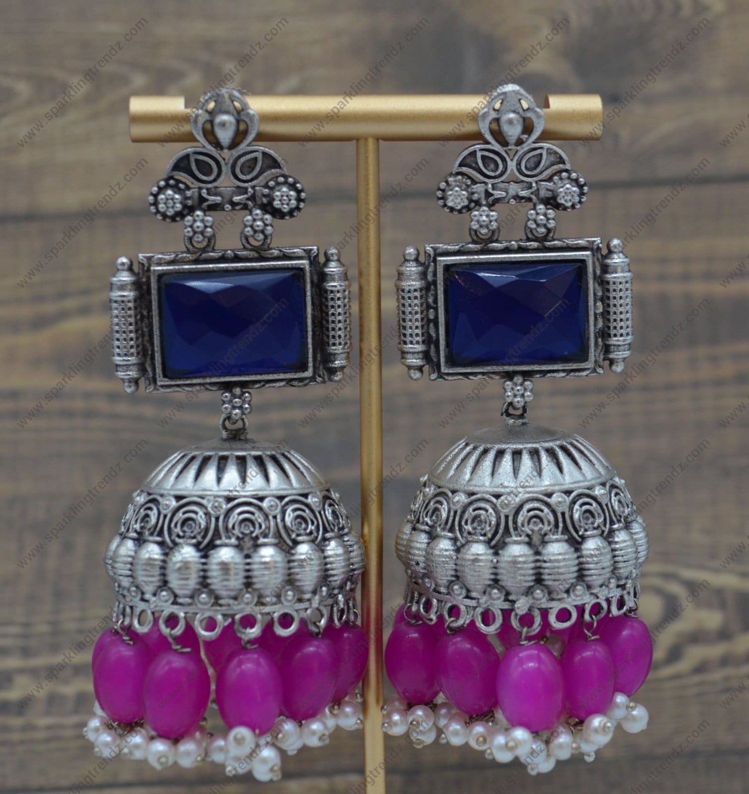 92.5 Silver Coated Big Jhumki Earrings