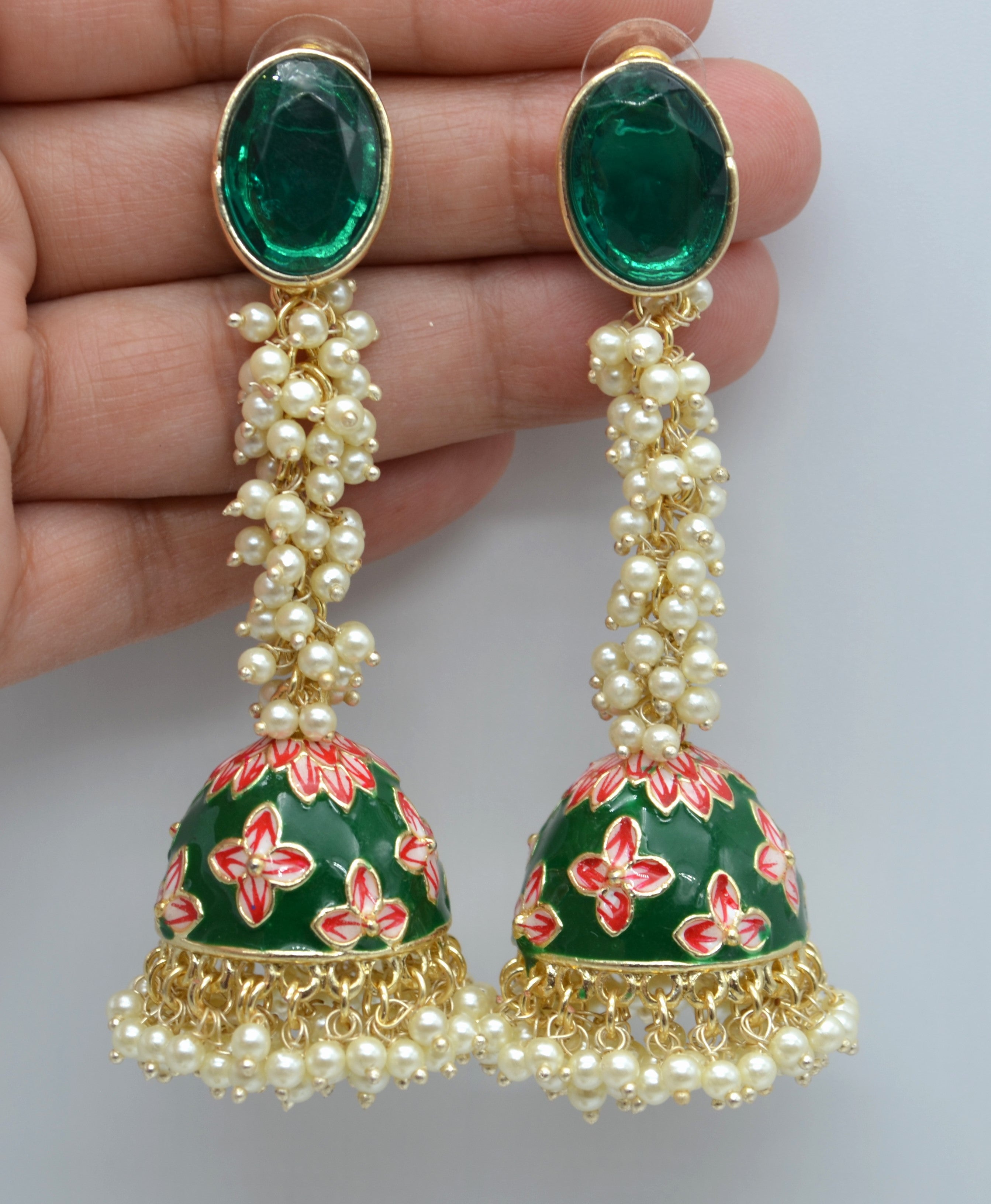 Meenakari Jacki Jhumkis Earrings