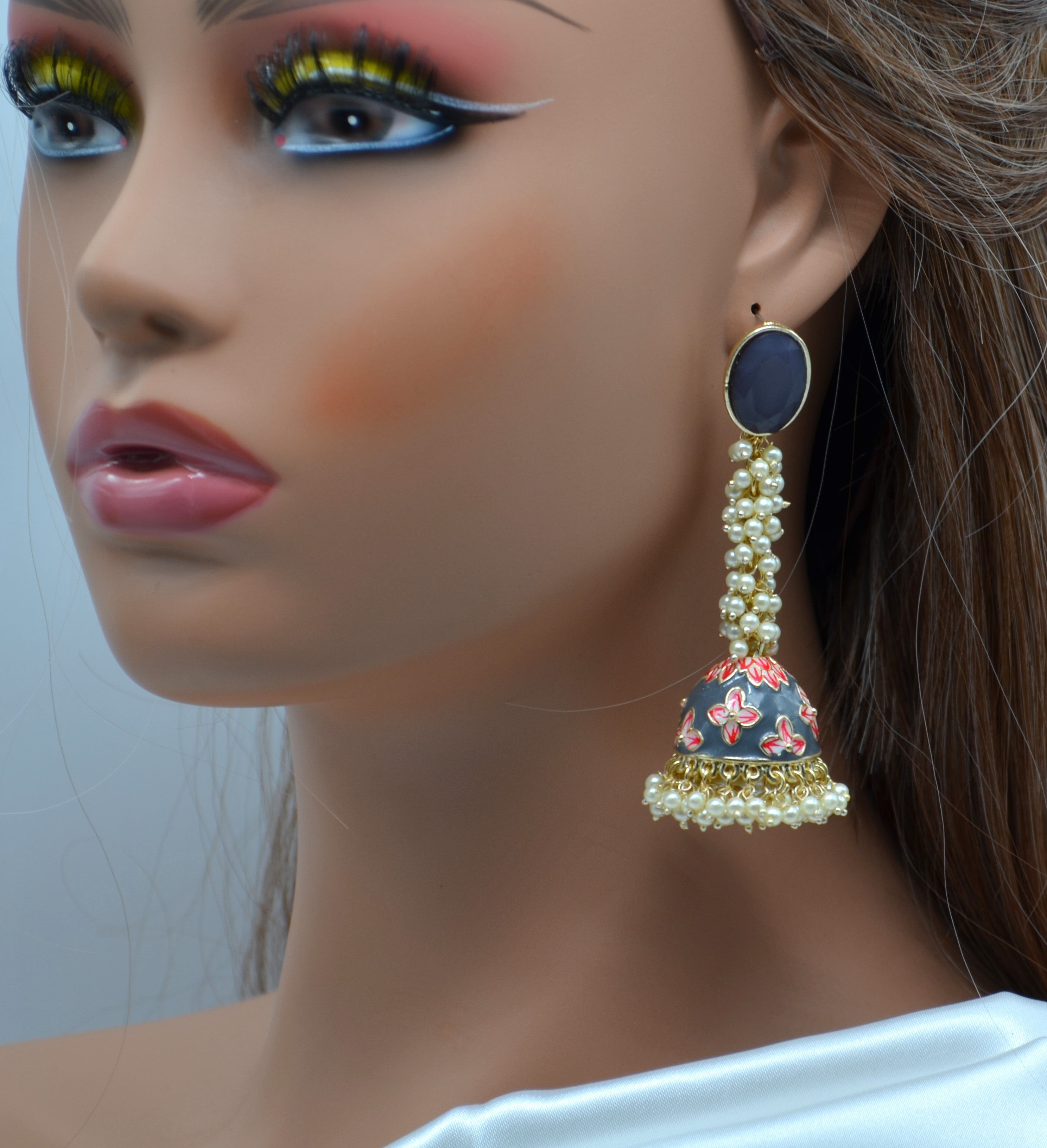 Meenakari Jacki Jhumkis Earrings