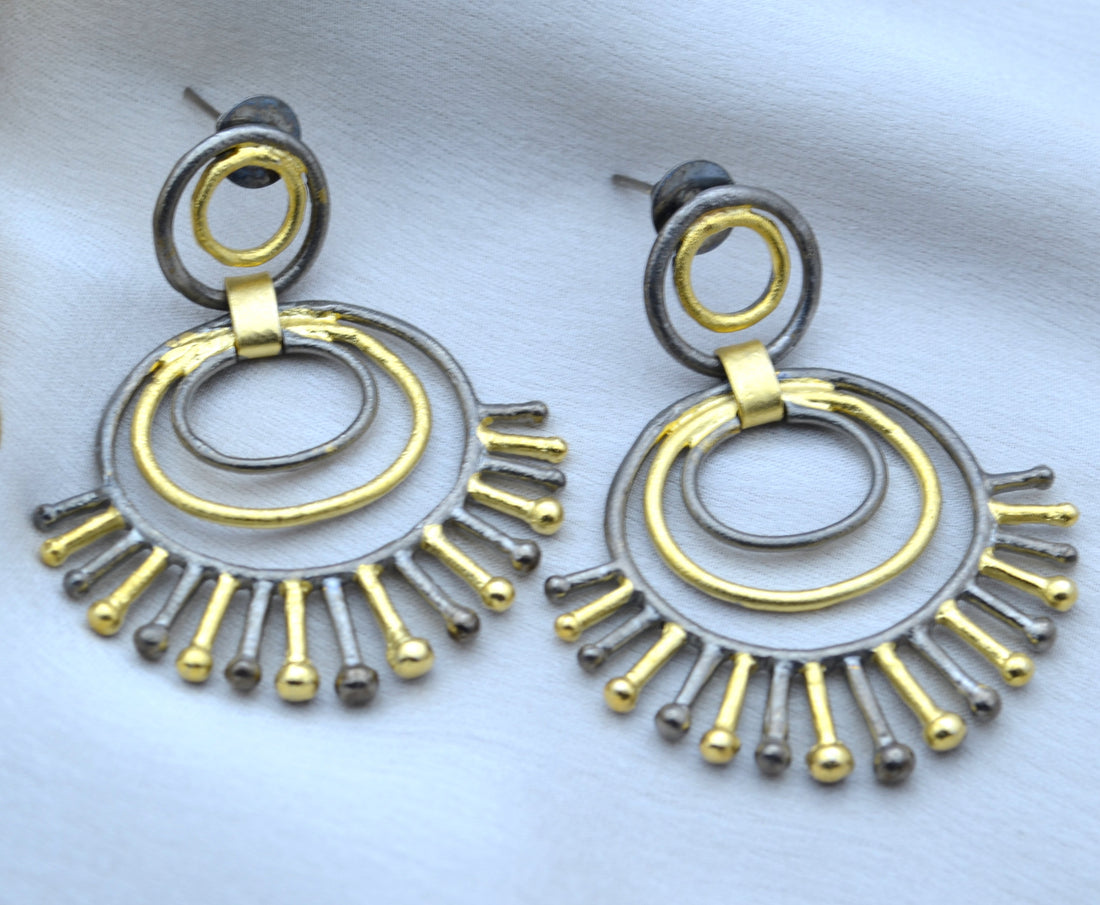 Geometric Antique Finish Earrings