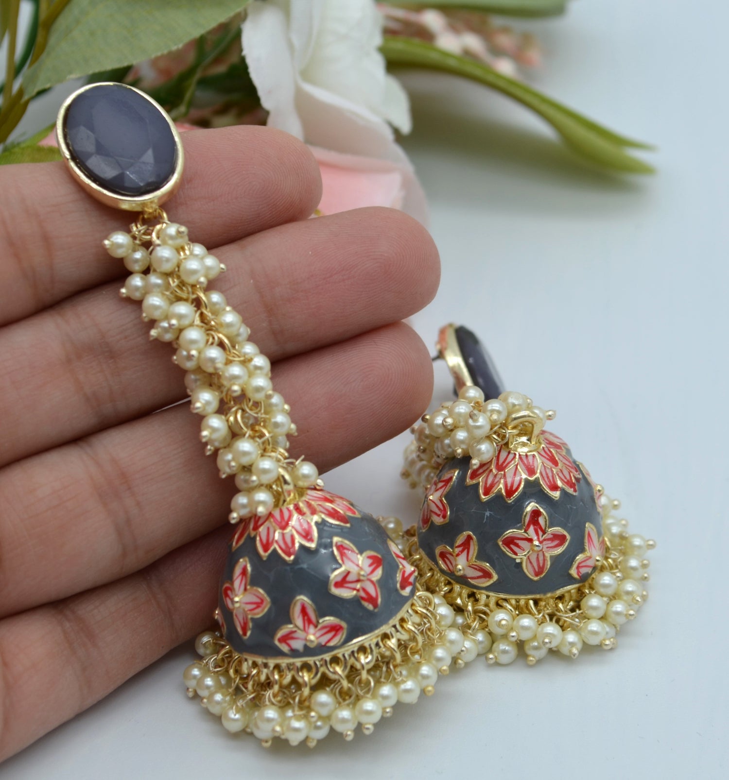 Meenakari Jacki Jhumkis Earrings