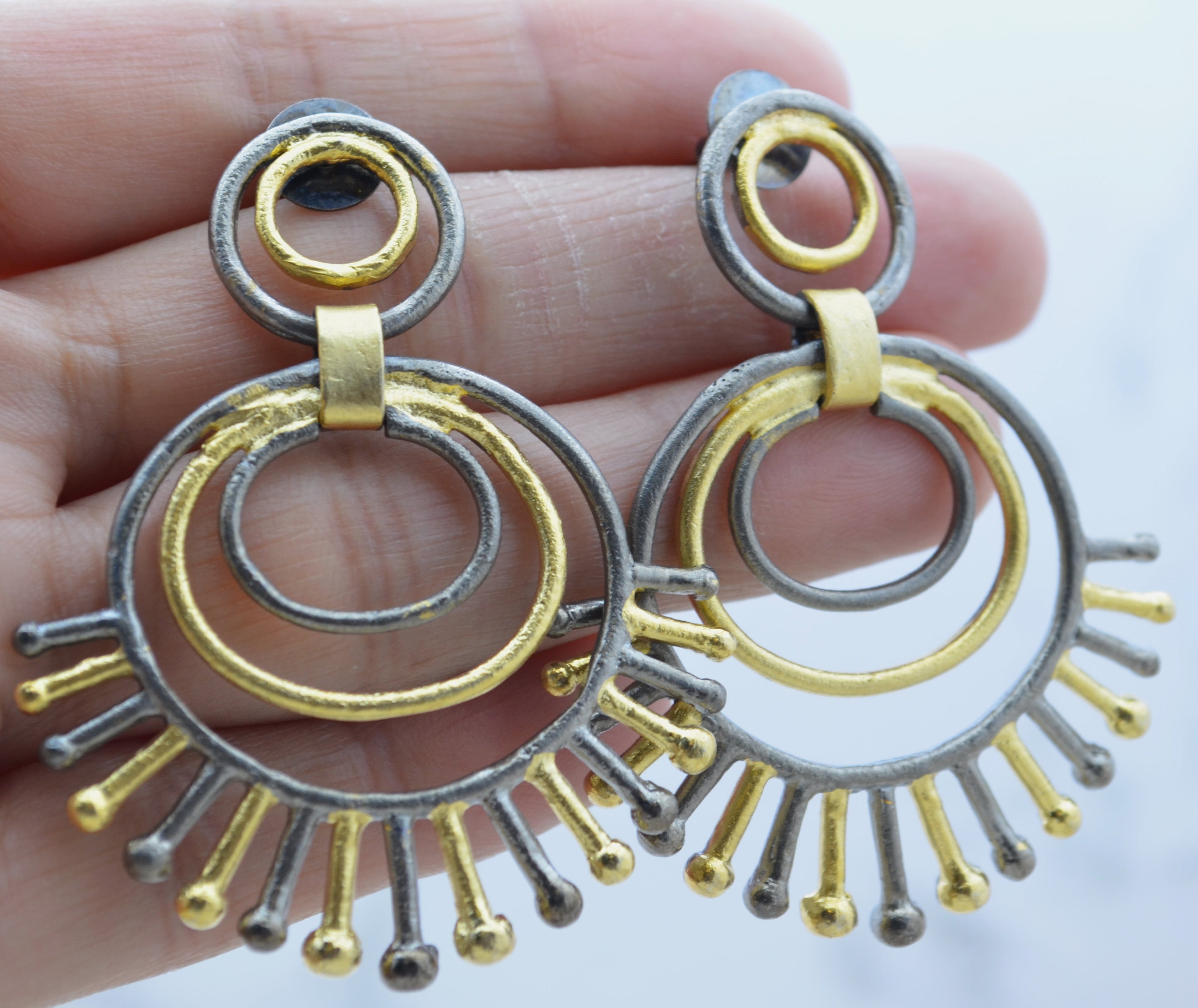 Geometric Antique Finish Earrings