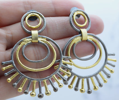 Geometric Antique Finish Earrings