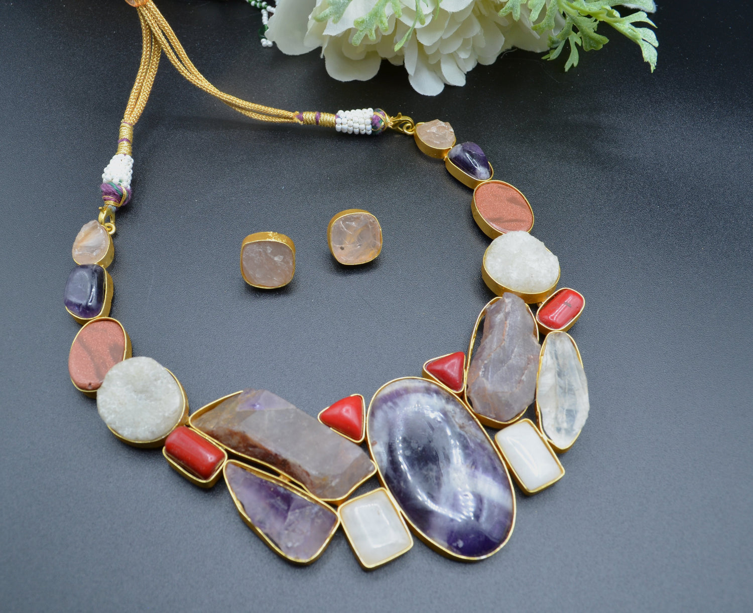 Natural Stone Contemporary Necklace Set Necklaces