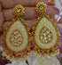 Kavee Amrapali Inspired Carved Stone Uncut Kundan Earrings Beige