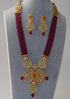 Meenakari Tyaani Kundan Long Nacklace Set Magenta Necklaces