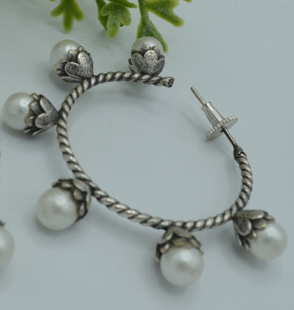 German Silver Baroque Pearl Earrings