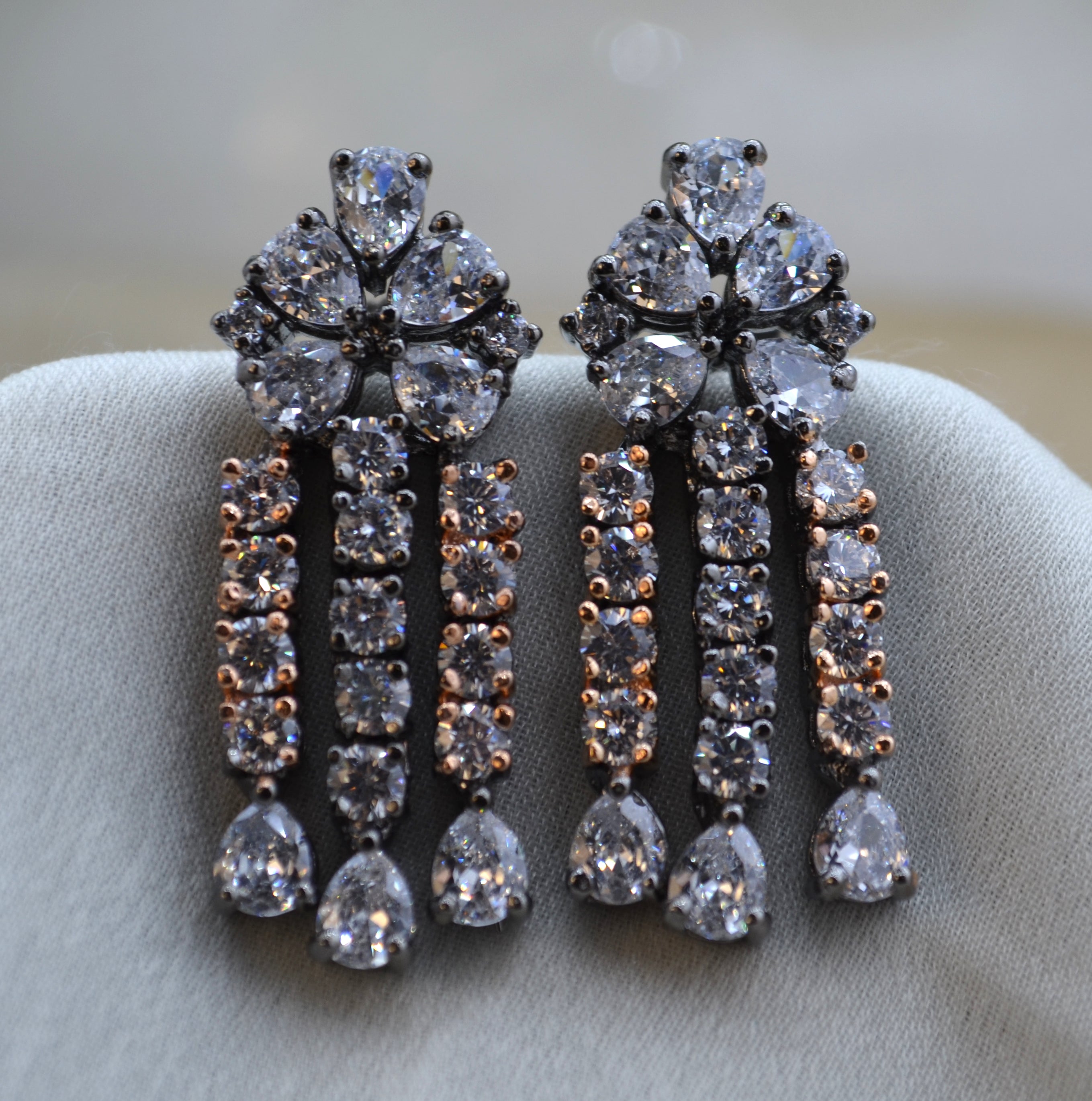 Cz Chandelier Studs White Earrings