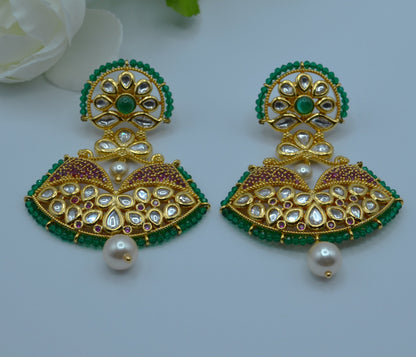 Afreen Tyaani Kundan Statement Earrings