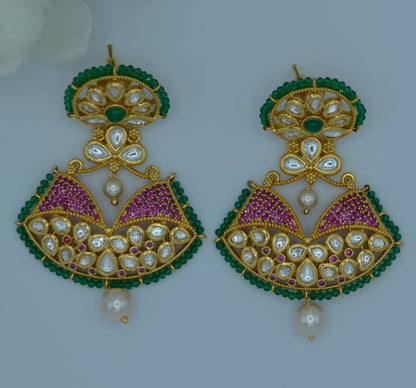 Afreen Tyaani Kundan Statement Earrings