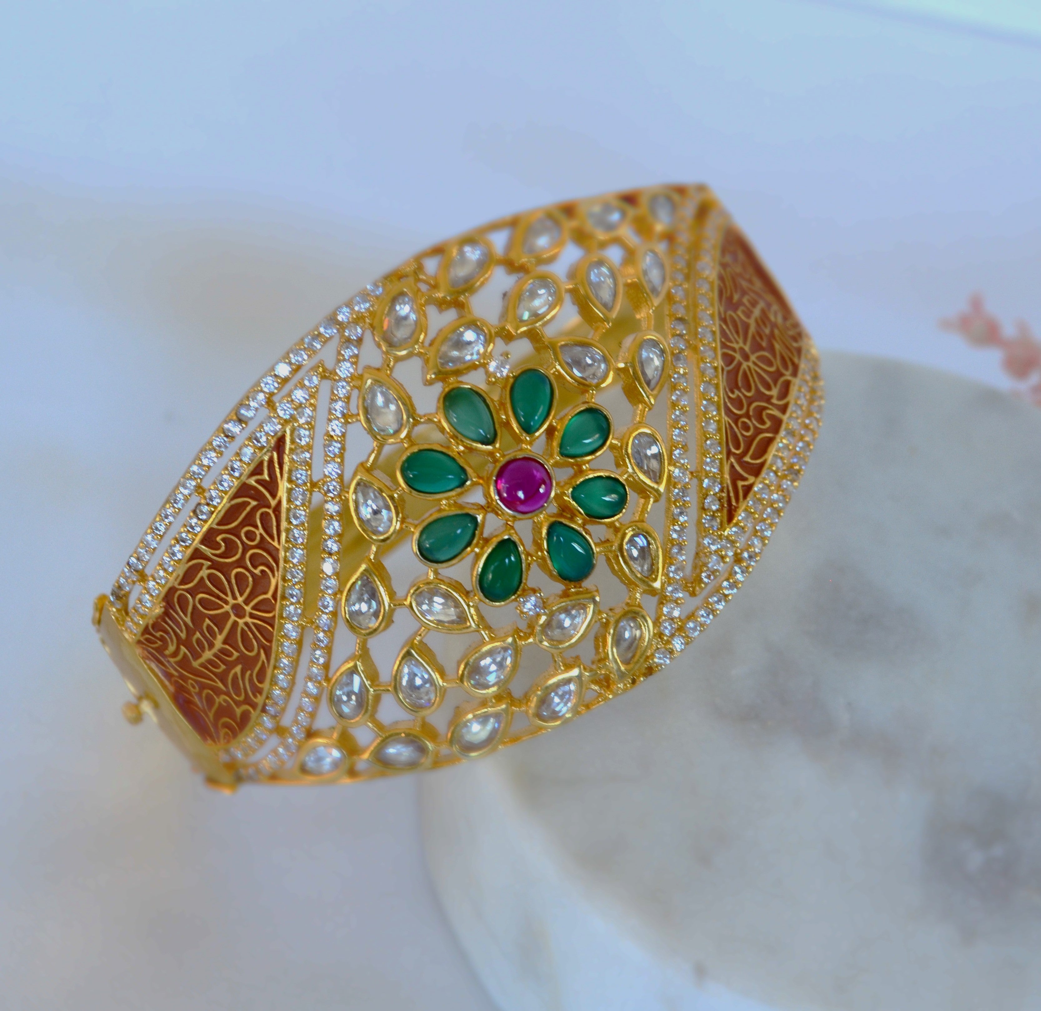 Openable Tyani Kundan Kada - Single Bracelets