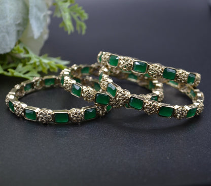 Non Openable Colored Polki Bangles