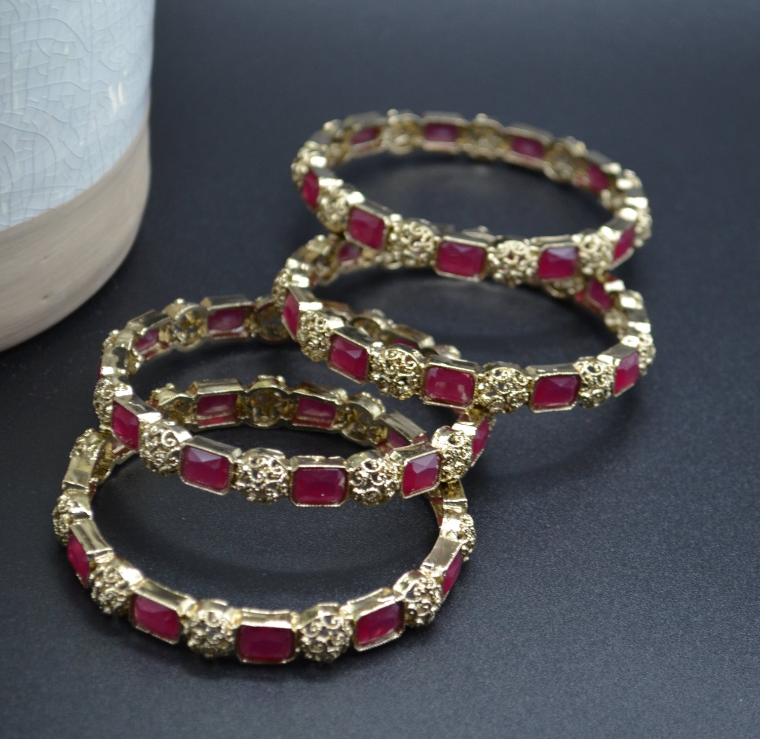 Non Openable Colored Polki Bangles