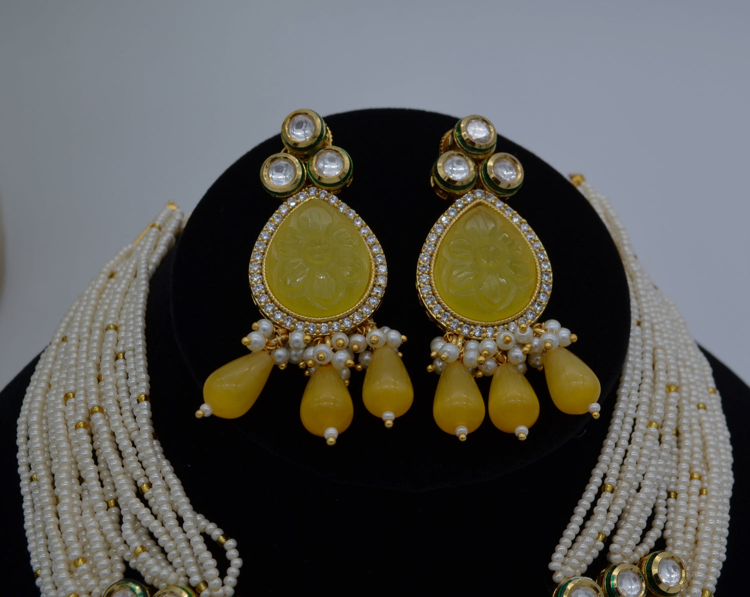 Amrapali Inspired stone Meenakari Kundan With AD Necklace Choker Set