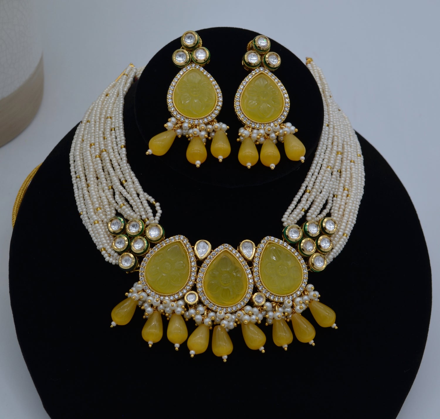 Amrapali Inspired stone Meenakari Kundan With AD Necklace Choker Set