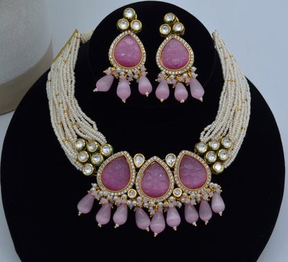 Amrapali Inspired stone Meenakari Kundan With AD Necklace Choker Set