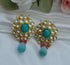 Kundan Flower With Drop Oversize Studs Earrings