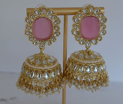 Pachi Kundan Jhumki With Pearl Tassels Earrings