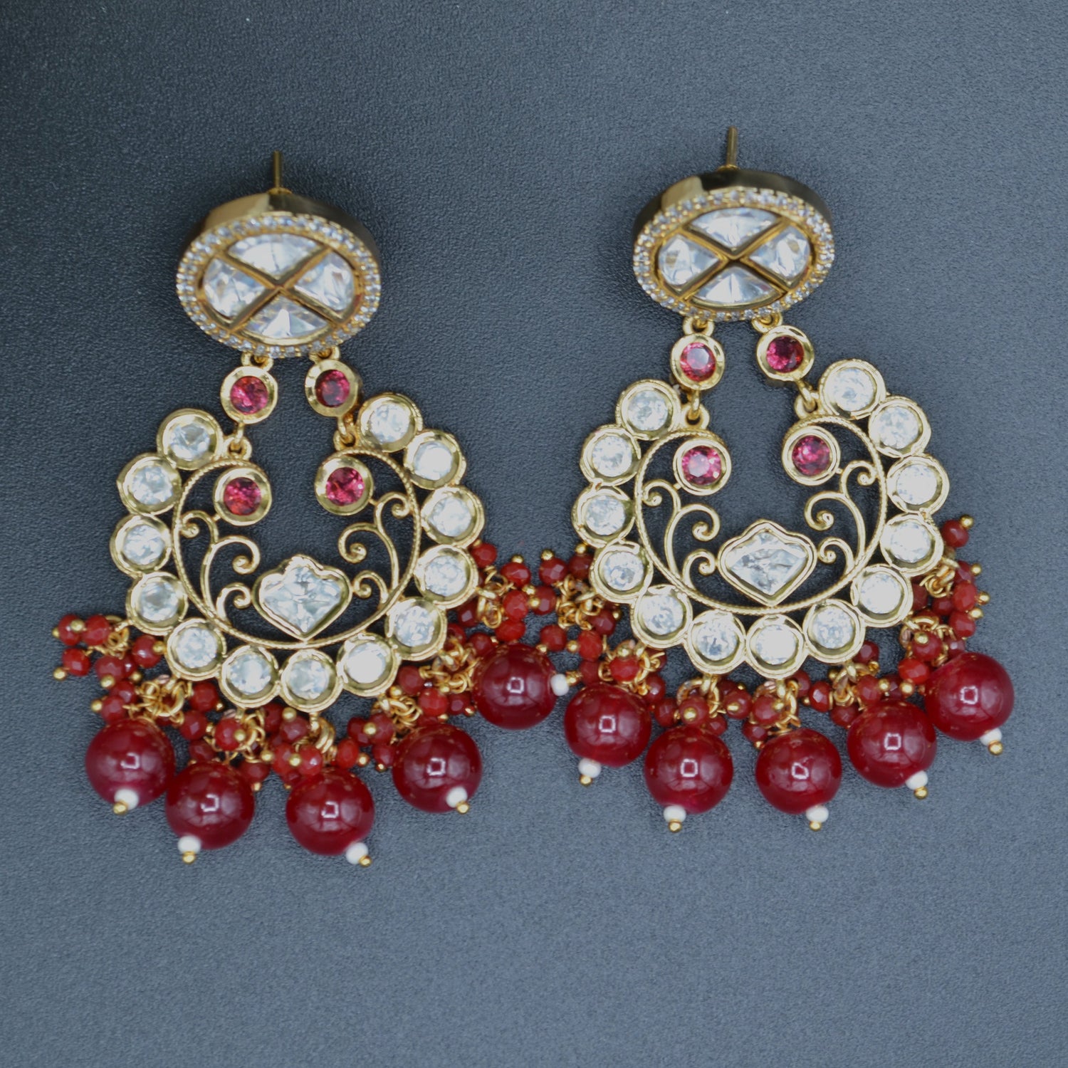 Uncut Kundan Chandbali Earrings