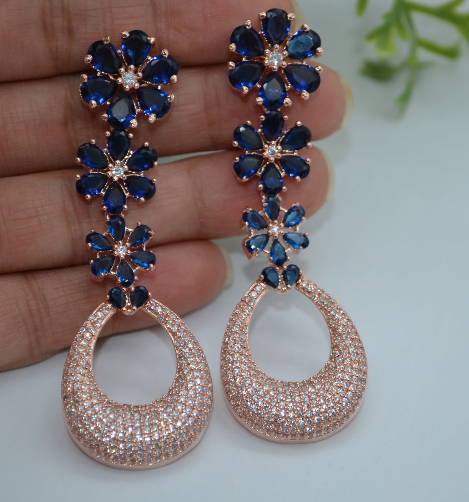 Gulsha Cz Studded Flower Dangles Earrings