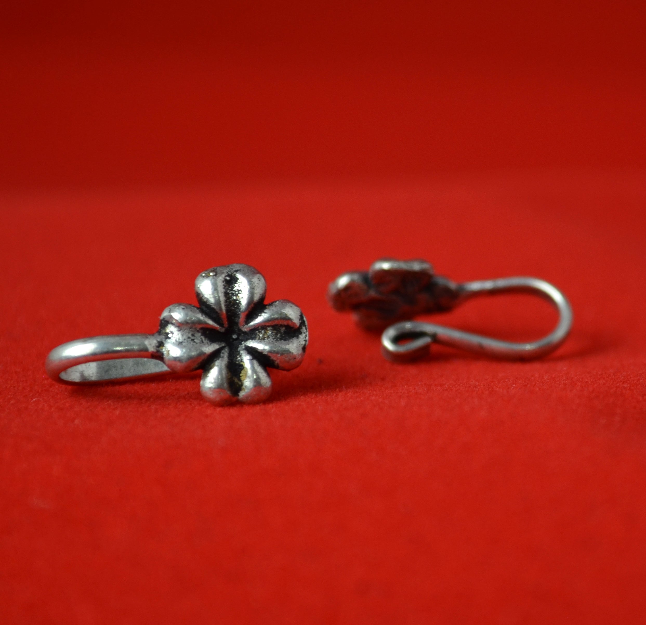 Oxidized German Silver Plated Handmade Non-Pierced Nose Clip. Rings